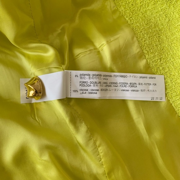Zara - Lime Green Textured Weave Oversized Long Blazer - Picture 7 of 7